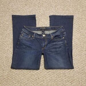 Seven7 Stonewashed Low Rise Frayed Flare Jeans